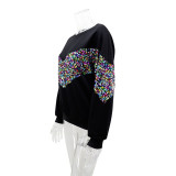 Women Colorful Pearlescent Sequins Decorated Solid Top