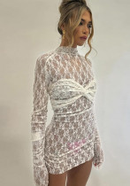 Women Fall Sexy See-Through Bodycon Solid lace Dress
