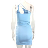 Women Summer Bodycon Sexy Suspender Slash Shoulder Dress