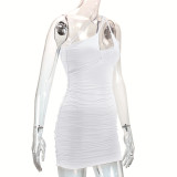Women Summer Bodycon Sexy Suspender Slash Shoulder Dress