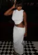 Women's Solid Color Sexy Sleeveless Top Long Skirt Two-Piece Set