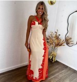 Summer Halter Neck Sexy Fashion Holidays Beach Long Print Women Dress