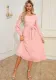 Autumn Winter Women's Elegant Slim Waist Round Neck Long Sleeve Midi Dress