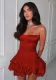 Fall Fashion Chic Sexy Slim Strapless Bubble A-Swing Dress