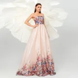 Strapless Formal Party Evening Dress Bridesmaid Dress Long Mesh Swing Dress