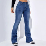 Women Elastic Bell Bottom Denim Pants