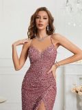 Women Formal Party v-neck sequined evening dress