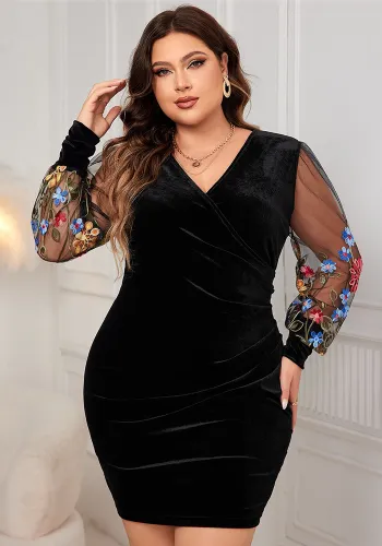Women autumn embroidered v-neck sexy bodycon dress