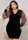Women autumn embroidered v-neck sexy bodycon dress