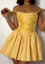 Women summer Bodycon lace suspenders puffy dress