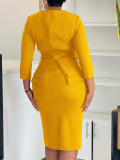 African Women elegant Solid Bodycon ruffle dress