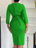 African Women elegant Solid Bodycon ruffle dress