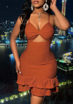 Women sexy V Neck Strap Dress