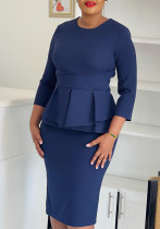 African Women elegant Solid Bodycon ruffle dress