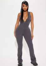 Women Women Casual Fitness Wear Hollow Backless Sports Yoga Jumpsuit Hooded