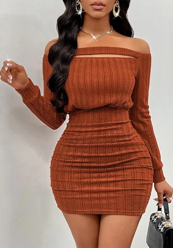 Autumn Winter Women's Hollow Sexy Long-Sleeved Short Dress