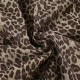 Women Sexy Ruffle Edge V Neck Animal Print Bell Bottom Sleeve Top