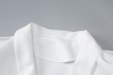 Women Solid Long Sleeve Pleated Sexy V Neck Blazer Dress