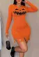 Women's Autumn Winter Solid Color Hooded Halloween Fashion Tight Fitting Dress