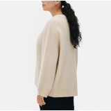 Women Loose-Cut Winter Pink Round Neck Casual Sweater