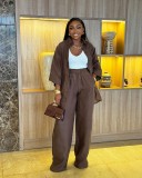 Summer Casual African Women's Three-Quarter Sleeve Shirt Top Pants Two-Piece Set