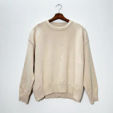 Women Loose-Cut Winter Pink Round Neck Casual Sweater