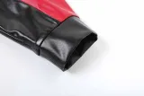 Autumn Winter Women's Fashion Contrast Slim Round Neck Pu Leather Jacket Coat