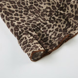 Women Sexy Ruffle Edge V Neck Animal Print Bell Bottom Sleeve Top