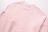 Women Loose-Cut Winter Pink Round Neck Casual Sweater