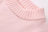 Women Loose-Cut Winter Pink Round Neck Casual Sweater