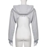 Women American Street Sports Long Sleeve Loose Big Red Lip Crop Hoodies