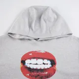 Women American Street Sports Long Sleeve Loose Big Red Lip Crop Hoodies