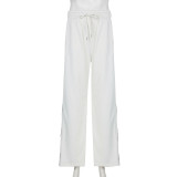 Fashion Casual Autumn Winter Sports Two-Piece Pullover Top High Waist Loose Trousers Set