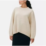 Women Loose-Cut Winter Pink Round Neck Casual Sweater