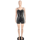 Women Solid Strapless Beaded Jumpsuit