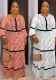 African Plus Size Women Beaded Bell Bottom Sleeve Lace Round Neck Maxi Dress