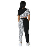 Women Fall Casual Colorblock Top and Pant Two-Piece Set