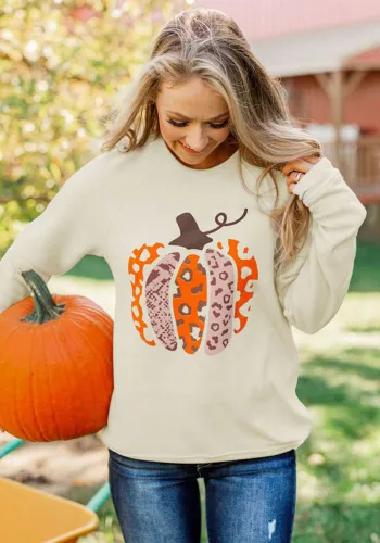 Halloween Women pumpkin print long sleeve Top