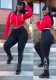 Women Sports Casual Contrast Hoodies and Printed Pants Two-piece Set