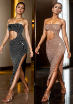 Women Beaded Slit Maxi Dress