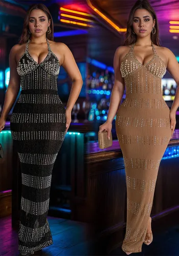 Women Lace Beaded V Neck Sleeveless Dress