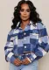 Autumn Winter Women's  Plaid Turndown Collar Long Sleeve Shirt Coat