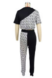 Women Fall Casual Colorblock Top and Pant Two-Piece Set