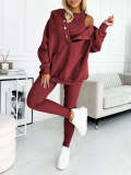 Women's Sports Casual Hooded Hoodies Ribbed Slim Vest Pants Three-Piece Set