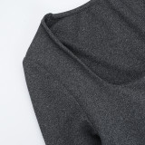 Autumn Solid Color Square Neck Long Sleeve Slim Women Long Dress