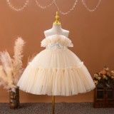 Girls' Birthday Princess Dress 8-12 Years Old Children's Sleeveless Sequin Trendy Flower Girl Dress