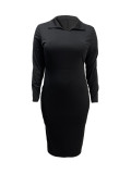 Fashionable Solid Color Long Sleeve Slim Sexy Bodycon Dress