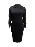 Fashionable Solid Color Long Sleeve Slim Sexy Bodycon Dress