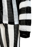 Women's Autumn Winter Sexy Long Sleeve Hollow Sweater Knitting Pants Two-Piece Set