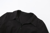 Summer Sexy Slim Fit Zipper Long-Sleeved Top High Waist Bodycon Short Skirt Two Piece Set